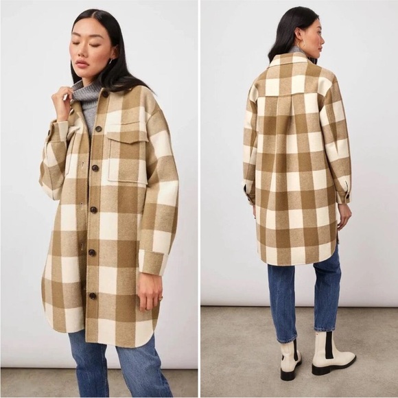 Rails Jackets & Blazers - Rails Women's Checkered Tan and Cream Utility Jacket